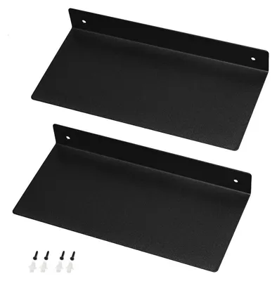 Image de Étagère murale en métal noir, 30 cm, lot de 2, en acier inoxydable, étagère flottante pour cuisine, salle de bain, salon