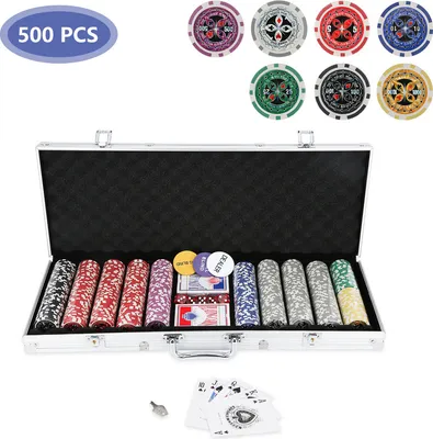 Immagine prodotto di Jopassy Poker Chips More Games Set Cash Game 500 Chips Silver Poker Set Poker Case Table Top