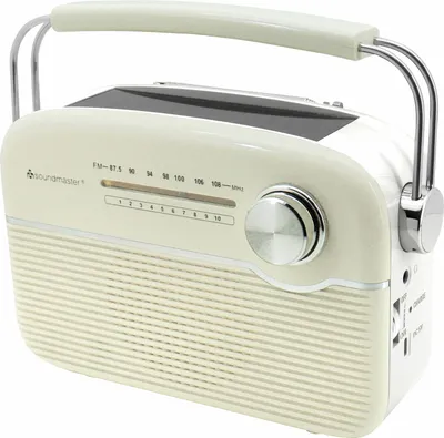 Image de Soundmaster TR480BE radio portable avec solaire et batterie au lithium rétro nostalgie prise casque, beige, couleur:argent
