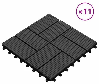 Produktbild von vidaXL Terrassenfliese 11 pcs Schwarz 30 x 30 cm WPC