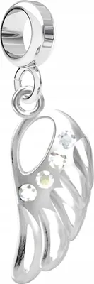 Imagen del producto de Charm de plata con forma de ala de ángel, adornado con circonitas. Plata de ley 925