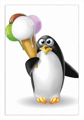 Produktbild von Wallario Wandbild Süßer Eis Pinguin, Größe: 61 x 91,5 cm, Poster mit rahmenlosen Bildhalter