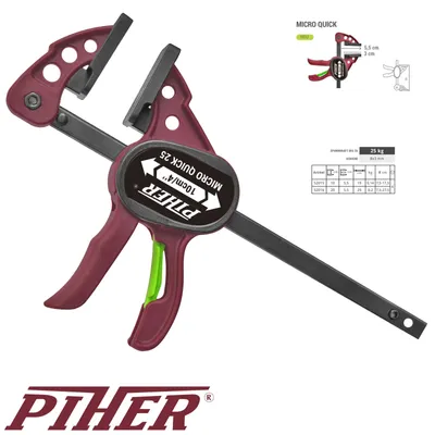 Produktbild von 2 Paar Piher Micro Quick 25 kg Einhandzwinge 10 cm