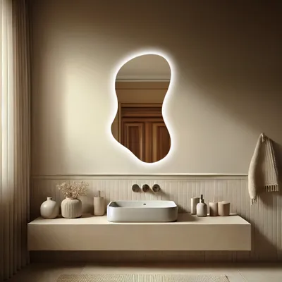 Obrázek produktu pro Neregulární koupelnové zrcadlo LED - 100x190 - AKRA Svisle, s podsvícením