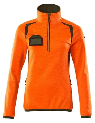 Produktbild von Mascot ACCELERATE Damen SAFE Damen Fleecepullover mit kurzem Reißverschluss 19353-316 Orange/Moosgrün XS 260 g/m²