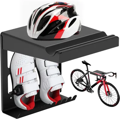 Imagen del producto de Soporte de pared para bicicletas, compacto, con capacidad de carga de 15 kg, con gancho para tabla, ideal para el garaje