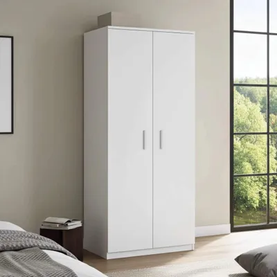 Produktbild von Kleiderschrank Zenit SZ2D, Drehtürenschrank Schlafzimmerschrank mit zwei Türen (Farbe: Weiß)