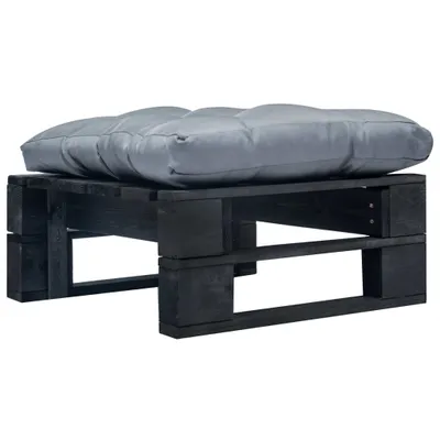 Immagine prodotto di vidaXL Pouf da giardino in pallet con cuscini, grigio e nero