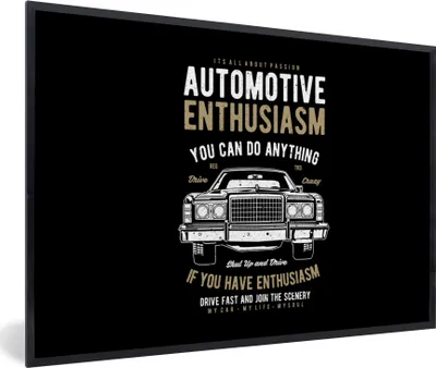 Produktbild von MuchoWow® MuchoWow® Gerahmtes Poster Mancave - Auto - Retro - Sprüche 90x60 cm - Poster mit zchwarzem Bilderrahmen - Fotorahmen - Foto-Plakat