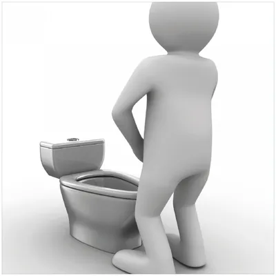 Produktbild von Wallario Premium Glasbild, freischwebende Optik, kräftige Farben, Größe 30 x 30 cm Motiv Pinkelndes Computer-Männchen und künstliche Toilette