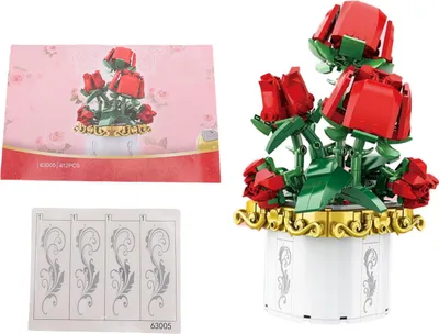 Produktbild von Kleine Bausteine Blumen, Realistische Blumen-Bausets, Kreative Topfpflanzen als Tischdekoration, Ideales Geschenk für Geburtstage & Feiertage