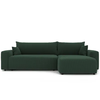 Produktbild von IDOHOME-Gepolstertes Ecksofa PIANO XL mit Schlaffunktion und Bettkasten Cord Sofa Ottomane Universal Schlafsofa Grün Poso 14