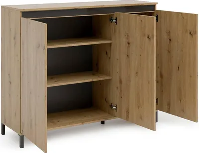 Produktbild von Dmora Sideboard Bloemfontein 138x110x40cm Braun 4 Regale Schubladen
