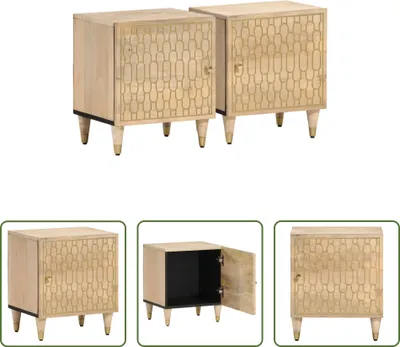 Produktbild von The Living Store Nachttische 2 Stk. 40x33x46 cm Massivholz Mango