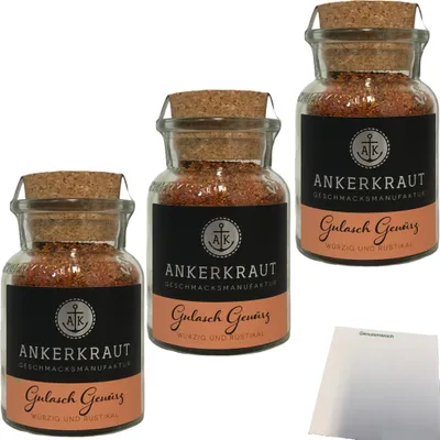 Produktbild von Ankerkraut Gulasch Gewürz Gewürzzubereitung 3er Pack (3x80g Glas) + usy Block