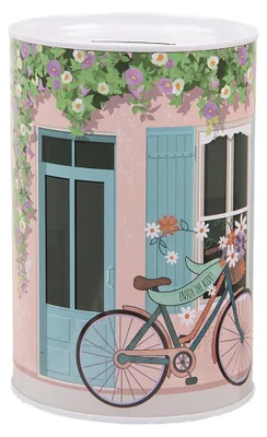 Image de Clayre & Eef Tirelires Ø 10x15 cm Métal Rose Bicyclette