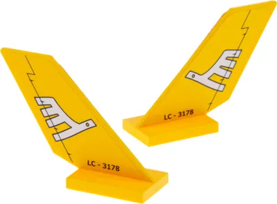 Produktbild von 2x Lego Leitwerk Flügel 6x2x4 gelb Sticker Airline Logo LC-3178 Vogel 6239pb032