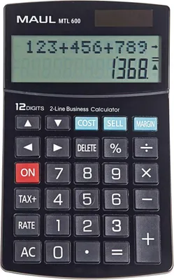 Produktbild von MAUL Tischrechner MTL 600 LCD-Anzeige 2-zeilig, 12 Ziffern Solar Batterie 17 x 10.3 x 2.6 cm schwarz