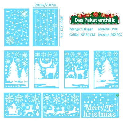 Produktbild von Weihnachten Fensteraufkleber Selbstklebend Weihnachtsdeko Fenstersticker Weihnachten PVC Fensteraufkleber Weihnachtsdeko
