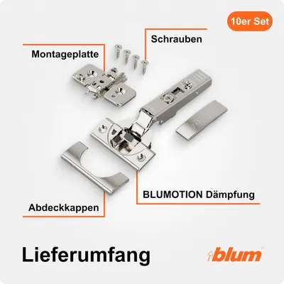 Produktbild von Blum CLIP top BLUMOTION Möbelscharniere 110°, Soft-Close, 35 mm, 10er-Set