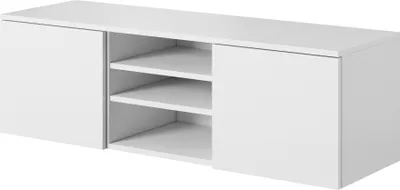 Produktbild von Weißer wandmontierter RTV-Schrank, 120x38x37, TV-Schrank, modern matt