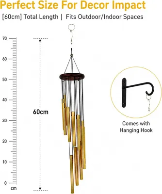 Produktbild von Windspiel Metall gold, 68 cm, Spiralglocken, für Garten und Balkon