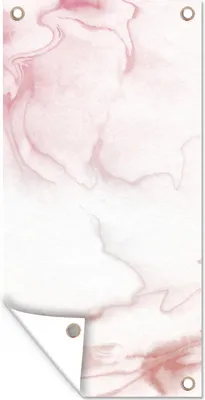 Produktbild von MuchoWow® 80x160 cm Outdoor-Poster Gartendeko Sichtschutz Garten Poster für den Garten  Marmor - Rosa - Rot