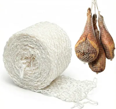 Produktbild von Fleischnetz 5 m weiß (12,5 cm) – extrem hitzebeständig bis 220 °C, elastisches Räucher- & Schinkennetz, EU