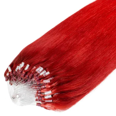 Produktbild von hair2heart Premium Microring Extensions Echthaar glatt - 25 Strähnen 0.8g 50cm 0/44 rot intensiv