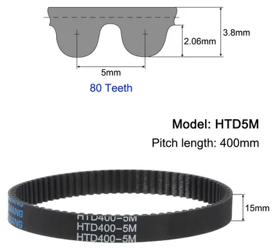 Produktbild von HTD5M-400 Gummi Zahnriemen 80 Z?hne Geschlossene Schleife Riemenscheibe Zahnriemen 15mm Breite, 400mm Umfang Synchronriemen Gummizahnriemen Keilriemen Antriebsriemen