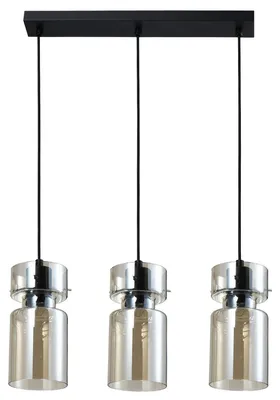 Immagine prodotto di Lampada a sospensione NIVIO nera 3xE27x15W in vetro, dimensioni: 122,5x50x10 cm, IP20, Light Prestige