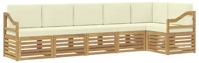 Productafbeelding van vidaXL Buitenloungeset, 6-delig, wit en crème, polyester