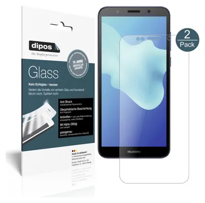 Produktbild von 2x Schutzfolie für Huawei Y5 2018 matt - Anti-Shock 9H Folie dipos Glass