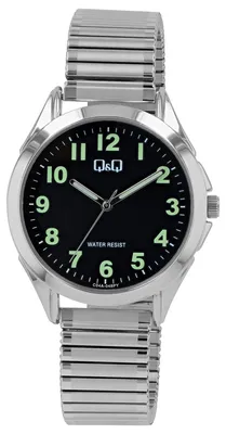 Produktbild von Q&Q Herrenuhr Edelstahl Quarzuhrwerk Ø 39 mm 3 ATM flexibles Zugarmband