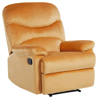 Produktbild von BELIANI Rozkładany fotel telewizyjny żółty tapicerowany welurem rozkładane oparcie i podnóżek retro design