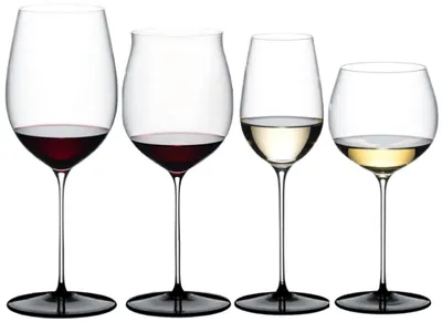 Produktbild von RIEDEL 5110/74 FATTO A MANO BLACK TIE Tasting Set - 4 Gläser aus Kristallglas