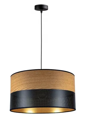 Produktbild von FKL DESIGN Home Deco Hängelampe Hängeleuchte 1-flammig E27 Kunststoff Lampenshirm Lampe aus Serie (Hellbraun, Schwarz, N175)