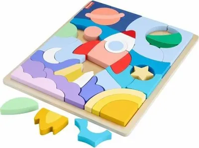 Produktbild von Fisher-Price Holzpuzzle Weltraum, 42 Teile, Lernspielzeug, Feinmotorik, 29.5 x 25.0 x 2.0 cm