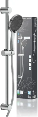 Produktbild von Brausestangenset, Duschset mit Brausestange 90 cm, Duschbrause mit Schlauch und Halterung, Duschkopf mit 3 Funktionen, Duschstange mit Brause, Chrom