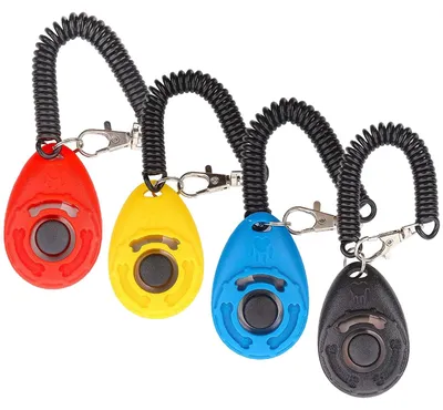 Productafbeelding van Honden Clicker Set, 4 Stuks Trainingsclickers met Handschlaufe, Multi-Kleur