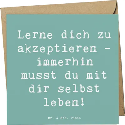 Produktbild von Mr. & Mrs. Panda Grußkarte Spruch Selbstakzeptanz Lernen - Meeresbrise - Geschenk, ermutigend, Gefühl, Zitat, Selbstbewusstsein, Glückwunschkarte, Einzigartigkeit