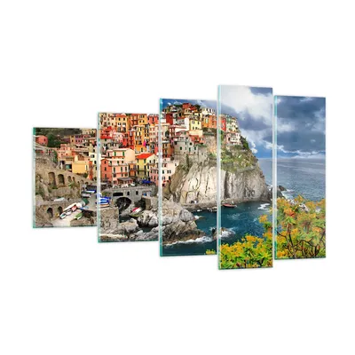 Produktbild von Bilder auf glas - Italien küste felsen landschaft - 100x60cm - Glasbilder - Wandbilder - Kunstdruck - zum Aufhängen bereit - Wanddekoration aus Glas - Glas Bilder - Wandbild auf Glas - GEG100x60-2710