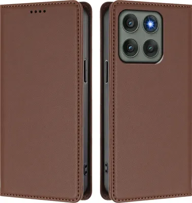 Produktbild von Handyhülle für Motorola Edge 60 Pro, Kunstleder Klapphülle Stoßfeste Magnetische Hülle mit Ständer Braun