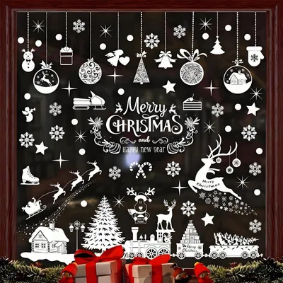 Immagine prodotto di Adesivi decorativi natalizi per finestre, autoadesivi, riutilizzabili, in PVC, confezione da 236 pezzi