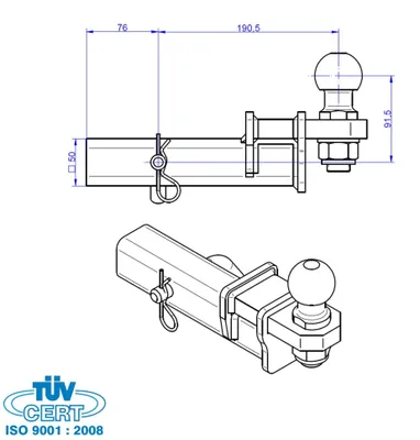 Obrázek produktu pro Montáž Koule - Adaptér Pro Americké Závěsy, D 16,5 Kn, R 3500Kg, S 140 Kg