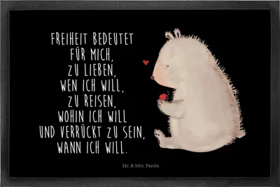 Produktbild von Mr. & Mrs. Panda Schmutzmatte Bär Marienkäfer 40 x 60 cm - Schwarz - Geschenk, fußmatte, Fußabstreifer, Freiheit, Teddy, Fussmatte, Das Leben Ist schön, Motivation, Liebe