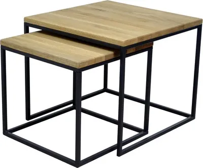 Produktbild von Beistelltisch  2-er Set Wildeiche 60 x 60 x 45 cm