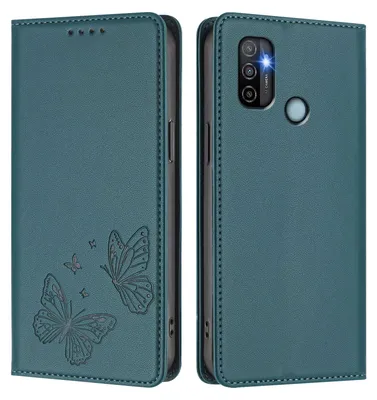 Image de Étui en cuir pour Oppo A11s/A32/A53 4G/A53s 4G/A32 2020, motif papillon, étui portefeuille à rabat avec support, vert