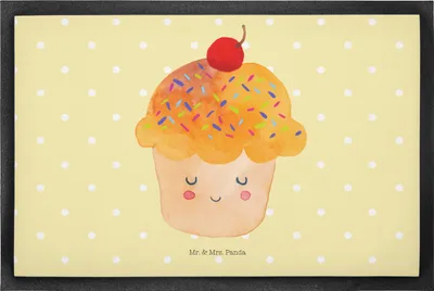 Produktbild von Mr. & Mrs. Panda Schmutzfangmatte Cupcake 50 x 75 cm - Gelb Pastell - Geschenk, Muffin, Bodenvorleger, fußmatte, Wunder, Motivation Sprüche, Lustige, Schmutzfangteppich