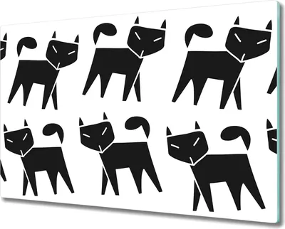 Produktbild von Glas-Herdabdeckplatte Glaskeramikkochfeld-Abdeckung Spritzschutz - 80x52 cm - Geometrische Katzen